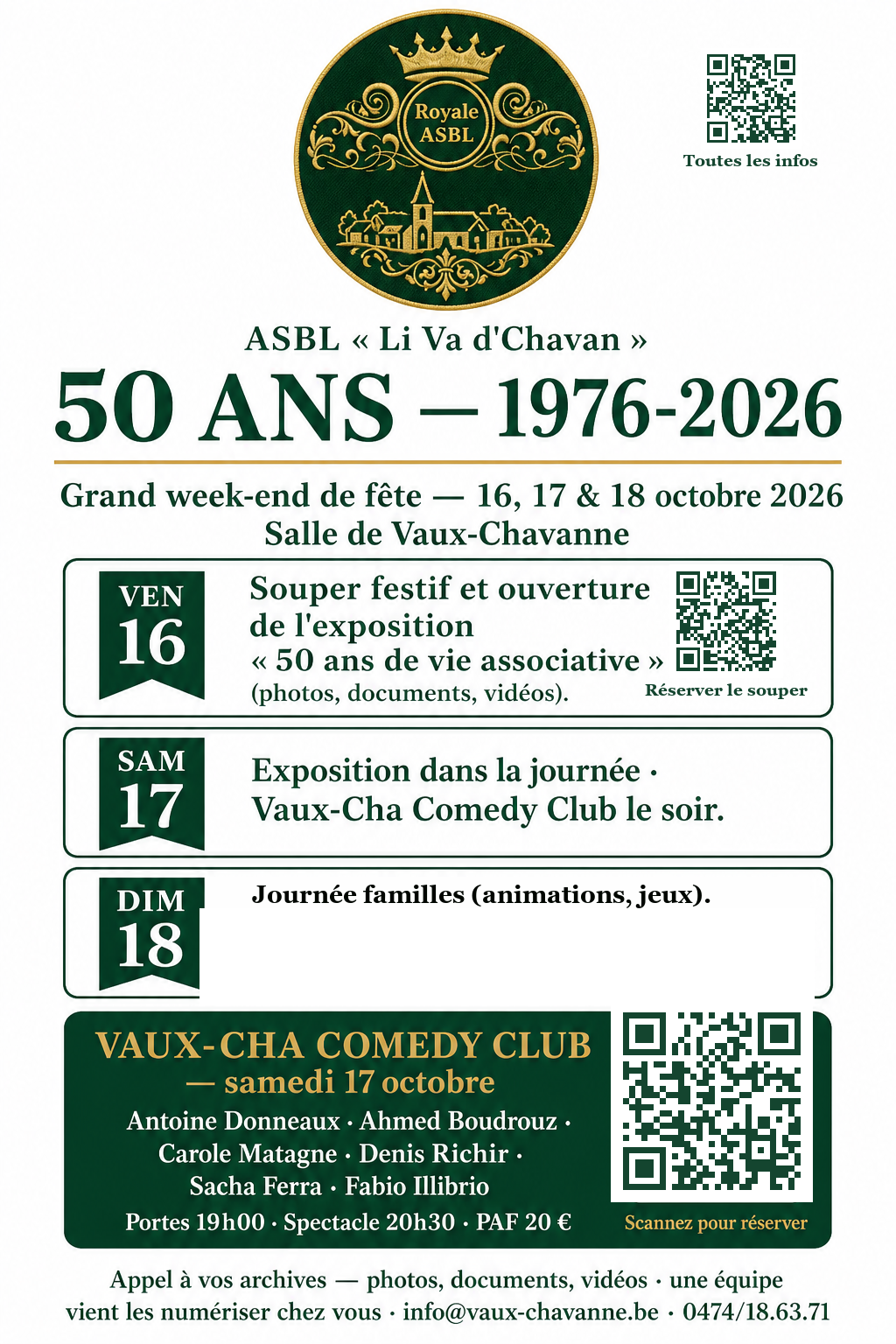Affiche — 50 ans Li Va d'Chavan, 16-18 octobre 2026